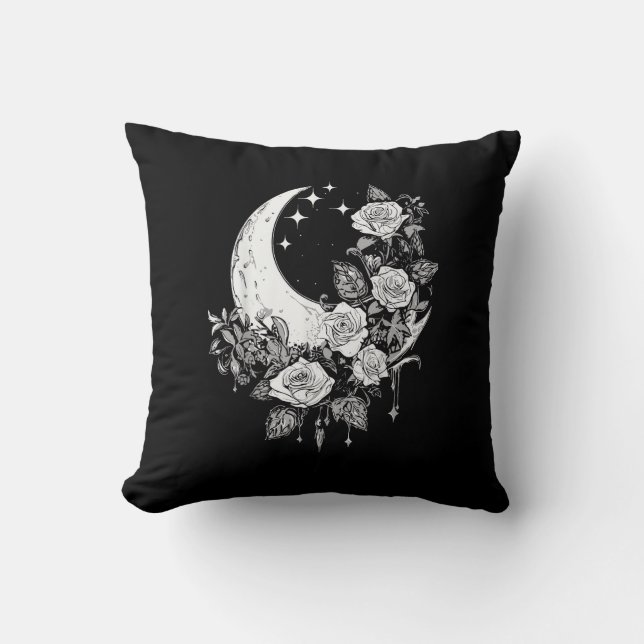 Måne Ro - Romantic Goth - Whimsigoth Witchy Wit Kudde (Framsida)