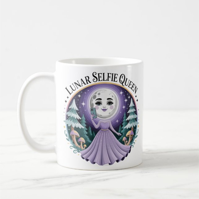 Måne Selfie Celestial Magisk Skog Kaffemugg (Vänster)