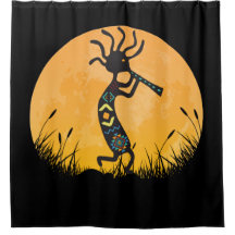 Måne Silhouette Kokopelli Shower Curtain