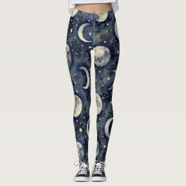 Måne sjölösa Mönster Leggings