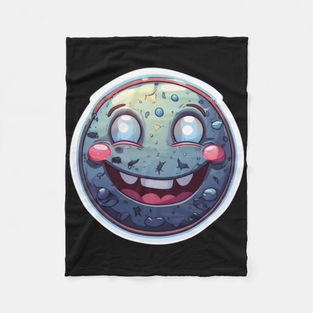 Måne Smiley Sticker Fleecefilt (Framsidan)