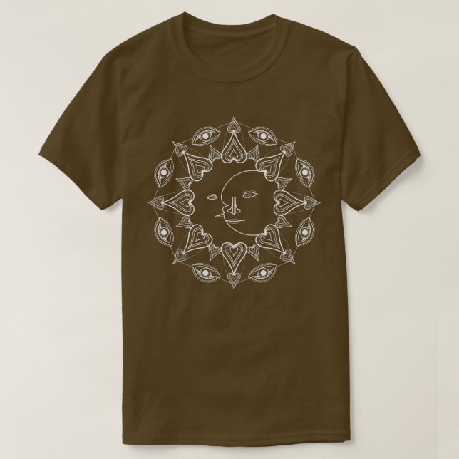 Måne Sol Celestial Body Pagan Witch Gothic Mörk Mo T Shirt (Design framsida)