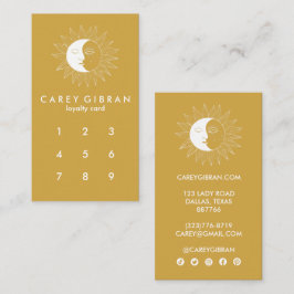 Måne & Sol Chic Elegant Line Teckning ANPASSNINGSB Lojalitetskort