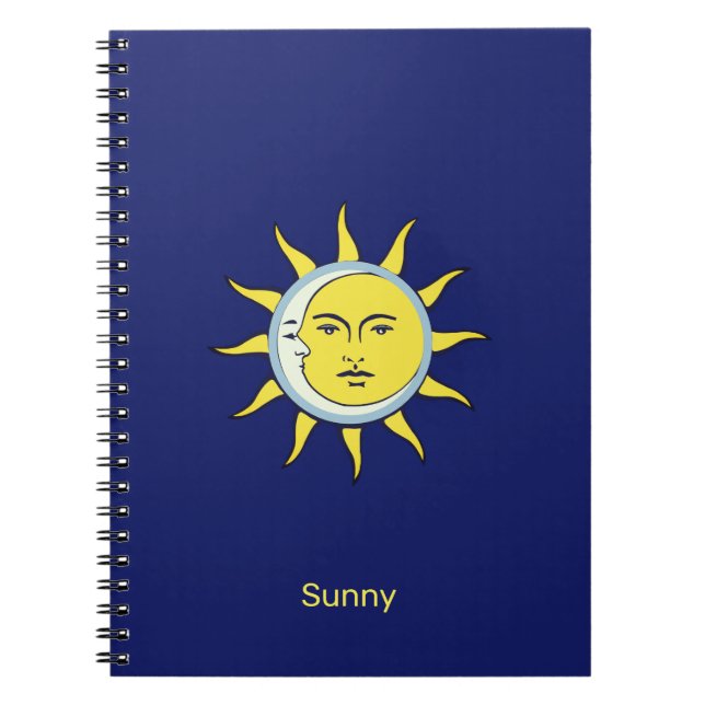 Måne & Sol Konjunktion på Marinblå Anteckningsbok (Framsidan)