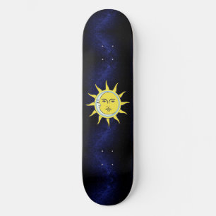 Måne & Sol Konjunktion på Marinblå Galax Mini Skateboard Bräda 18,5 Cm