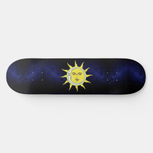 Måne & Sol Konjunktion på Marinblå Galaxy Skateboa Mini Skateboard Bräda 18,5 Cm