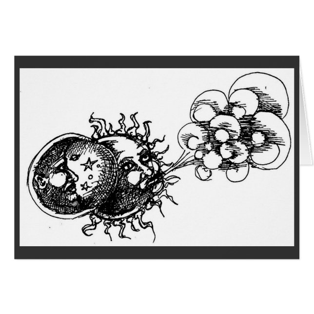 måne, sol och vind hälsningskort (Framsidan Horizontal)