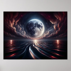 Måne som reflekterar över havet poster