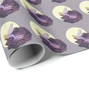 Måne som stirrar himmel för afton för lilablomm presentpapper