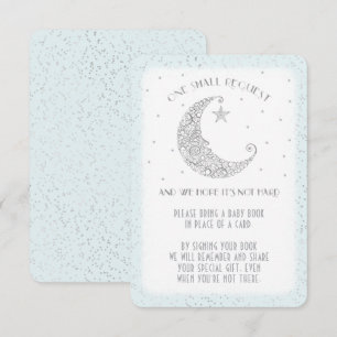 Måne Star Baby Shower Silver Blue för Bok-begäran, Inbjudningar