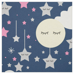 Måne Star Cloud Flicka Nursery Tyg