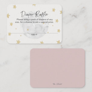 Måne Star Girl Rosa Diaper Raffle Baby Shower Card Visitkort
