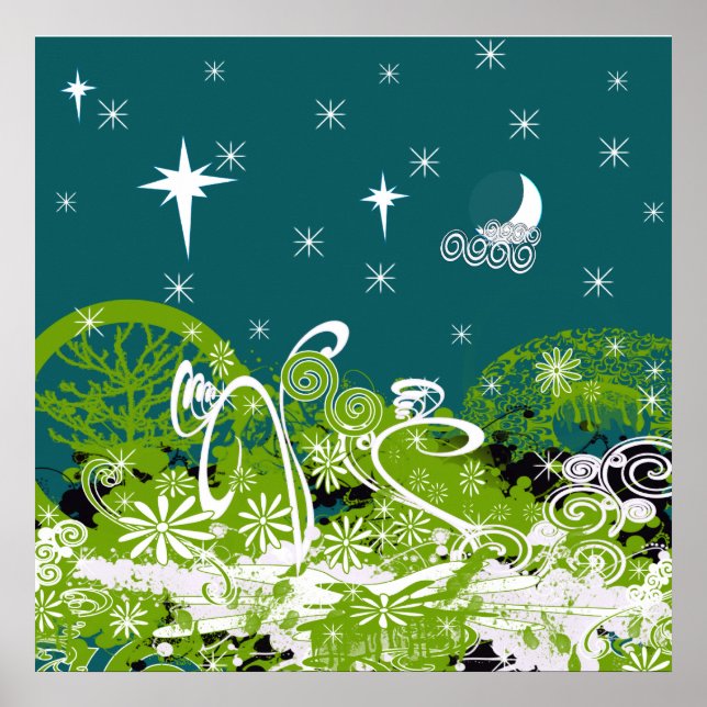 Måne Star Splat Poster (Framsidan)