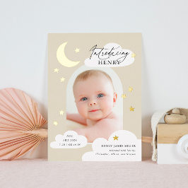 Måne Stars Arch Photo Beige Birth Notice