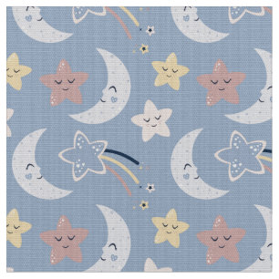 Måne & Stars Baby Fabric by the Yard Tjock Quarter Tyg