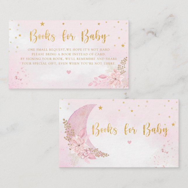 Måne Stars Baby Shower Bokar för Baby-begäran Tilläggskort (Fram/baksida)