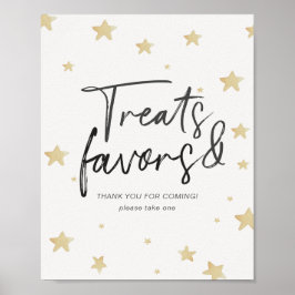 Måne Stars Baby Shower Treats & Favors Sign Poster