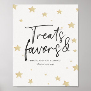 Måne Stars Baby Shower Treats & Favors Sign Poster