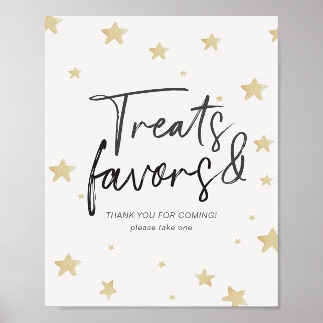 Måne Stars Baby Shower Treats & Favors Sign Poster (Framsidan)