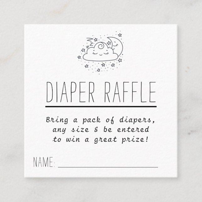Måne & Stars Babykläder Diaper Raffle Biljett (Framsida)