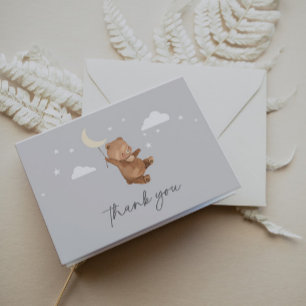 Måne Stars Bear Baby Shower Tack Kort