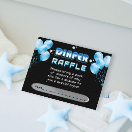 Måne Stars Blue Balloons Diaper Raffle Baby Shower Tilläggskort