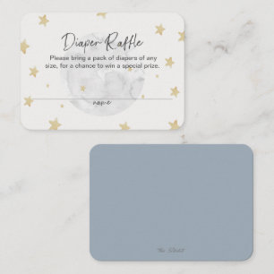 Måne Stars Boy Blue Diaper Raffle Baby Shower Card Visitkort
