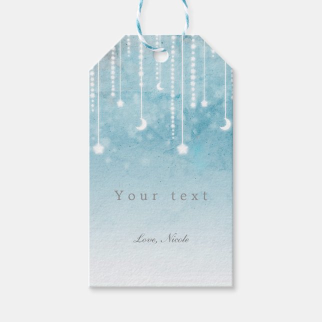 Måne & Stars Celestial Baby Shower Gift Märkre Presentetikett (Framsidan)