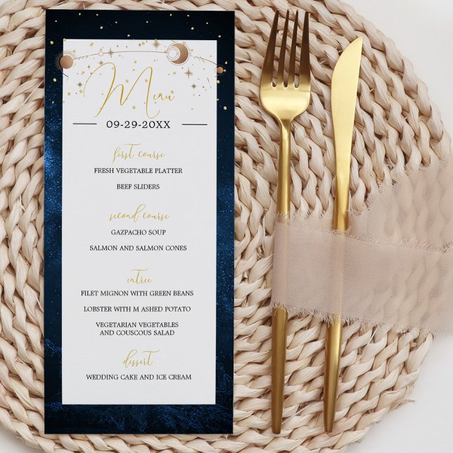 Måne Stars Celestial Himlar Modern Elegant bröllop Program (Skapare uppladdad)