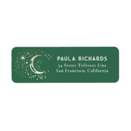 Måne Stars Celestial Mystical Night Himmel Grönt Returadress Etikett