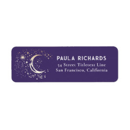 Måne Stars Celestial Mystical Night Himmel Lila Returadress Etikett