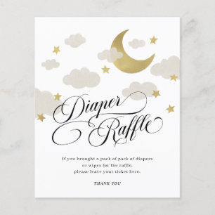 Måne Stars Cloud Baby Shower Diaper Raffle Sign