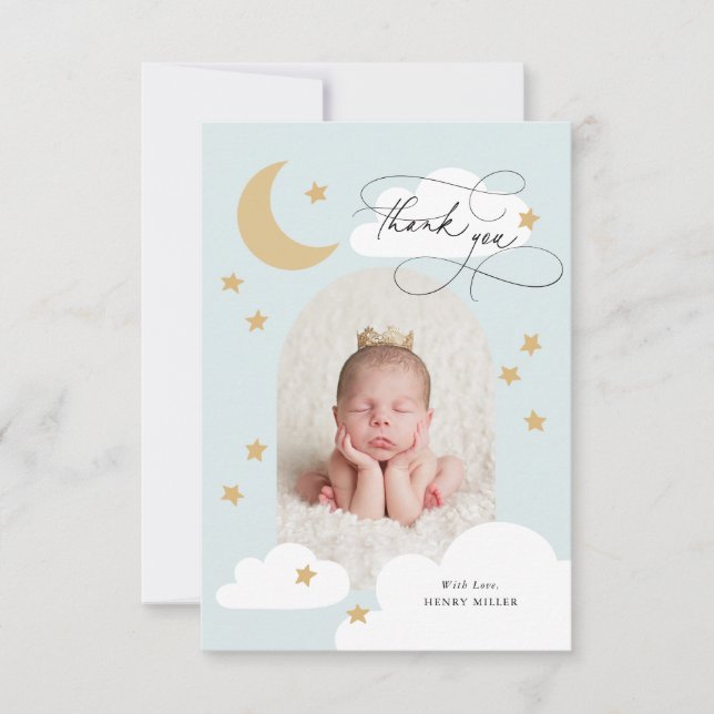 Måne Stars Clouds Arch Photo Blue Tack Kort (Framsida)