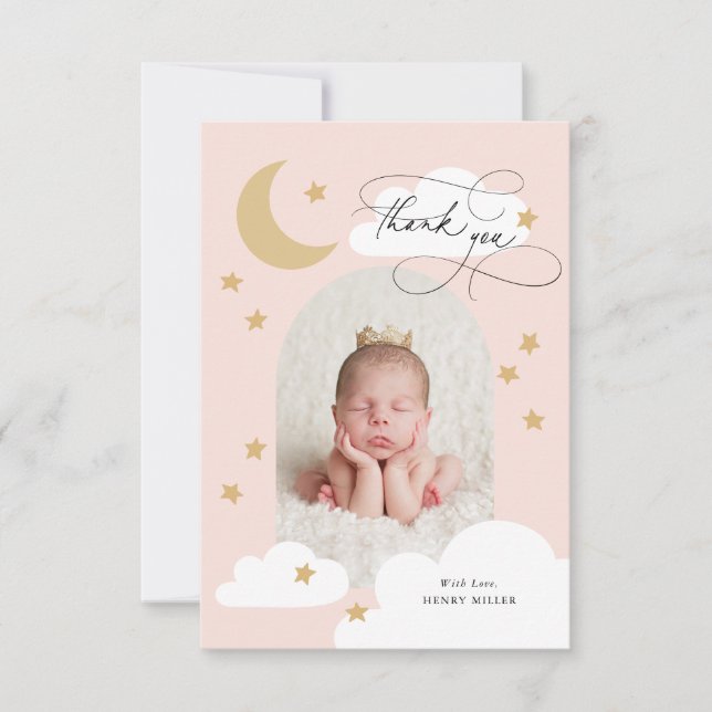 Måne Stars Clouds Arch Photo Rosa Tack (Framsida)