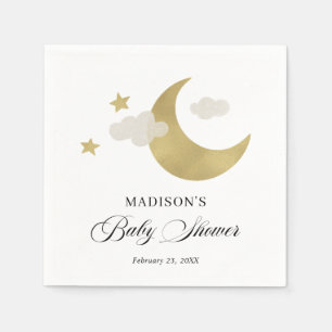 Måne Stars Clouds Finare Script Baby Shower för sk Pappersservett
