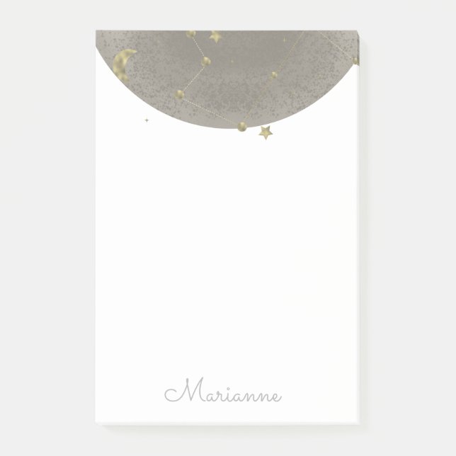 Måne Stars Faux Guld Post-it Notes (Framsida)