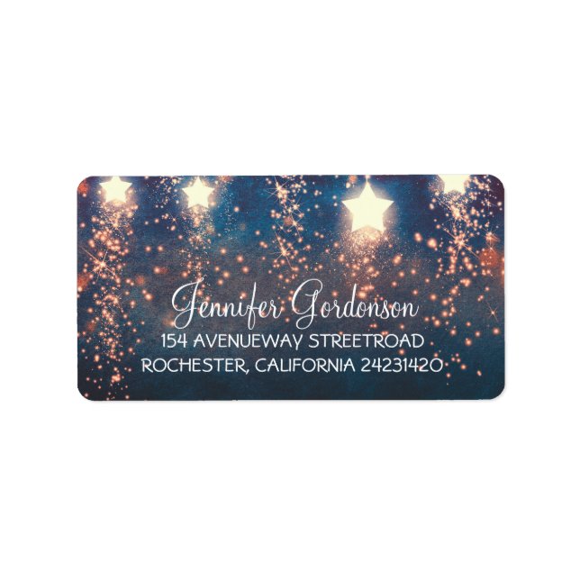 Måne Stars Glitter Bröllop Adressetikett (Framsidan)