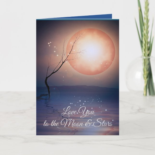 Måne & Stars Kärlek Du romersk vikt Helgkort (Framsida)