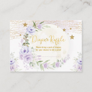 Måne & Stars Lila Guld Blommigt Diaper Raffle Tilläggskort