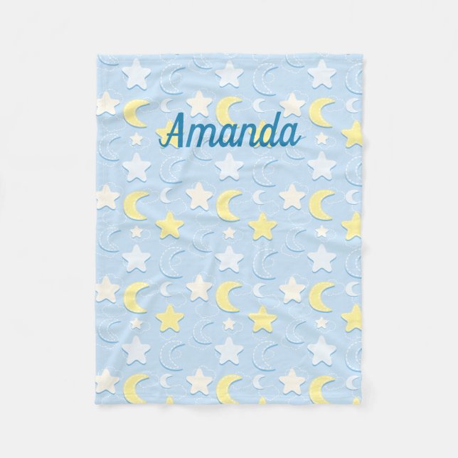 Måne & Stars Mönster Fleecefilt (Framsidan)