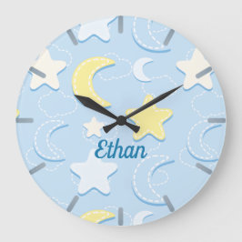 Måne & Stars Mönster Stor Klocka