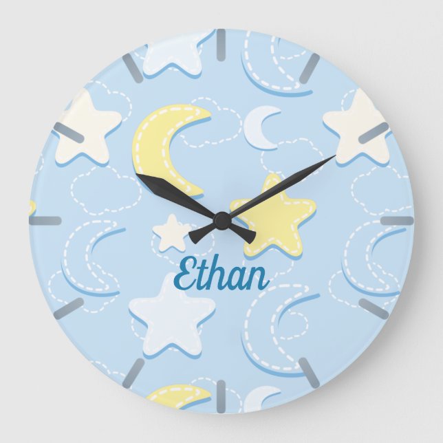 Måne & Stars Mönster Stor Klocka (Framsida)