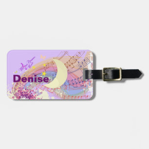 Måne Stars & Music Luggage Tag med läderremsa Bagagebricka