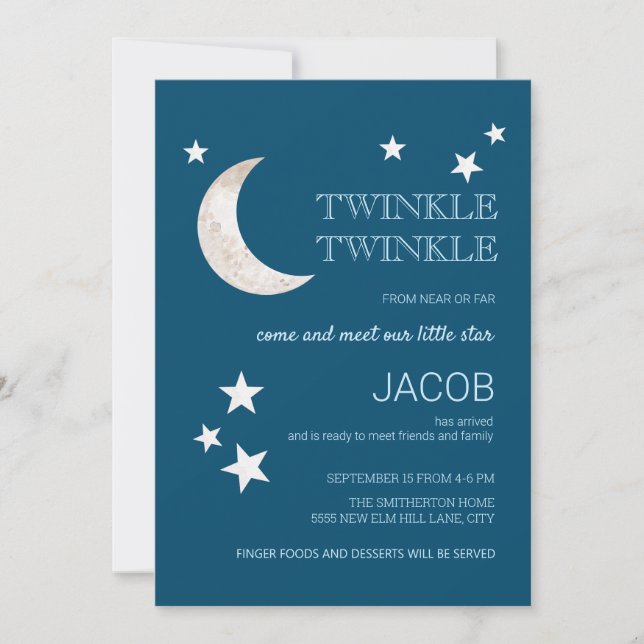 Måne Stars Navy Blue Twinkle Little Star Sip Se (Framsida)