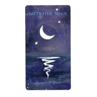Måne Stars Night Halva Maureen Girard Ocean Sjö Fraktsedel