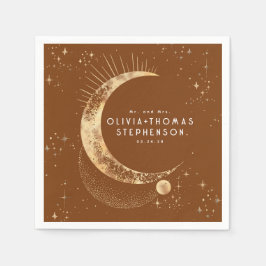 Måne Stars Night Himlar Mystical Romantic Napkins Pappersservett