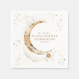 Måne Stars Night Himlar Mystical Romantic Napkins Pappersservett