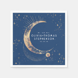Måne Stars Night Himlar Mystical Romantic Napkins Pappersservett