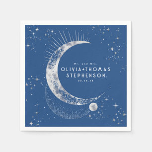 Måne Stars Night Himlar Mystical Romantic Napkins Pappersservett