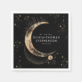 Måne Stars Night Himlar Mystical Romantic Napkins Pappersservett